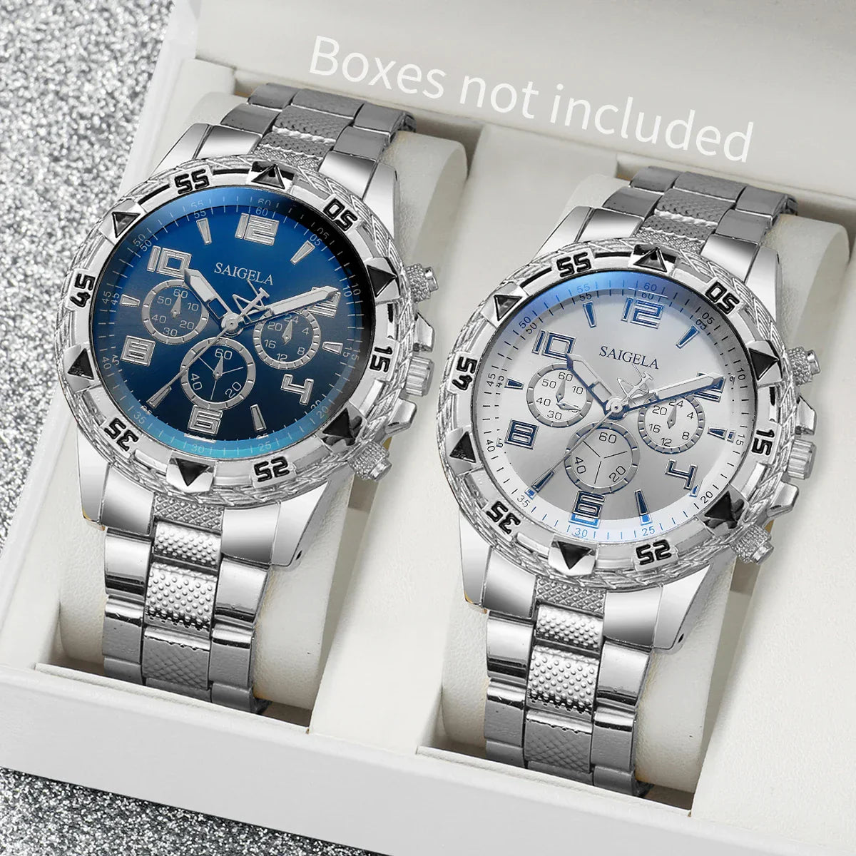 Arabic Dial Steel Band Male's Quartz Watch Set