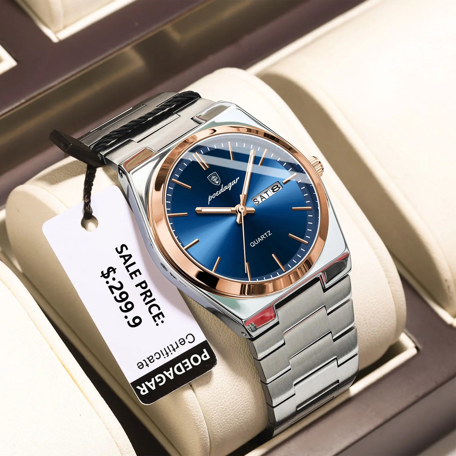 Stainless Steel Waterproof Luminous Men's Quartz Watch